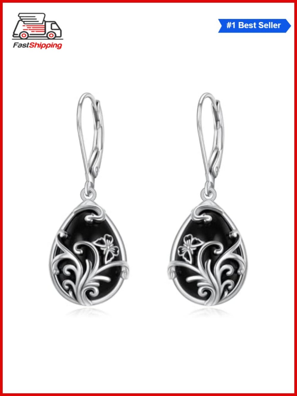 ✨ Sterling Silver Filigree Dangle Drop Leverback Teardrop Earrings